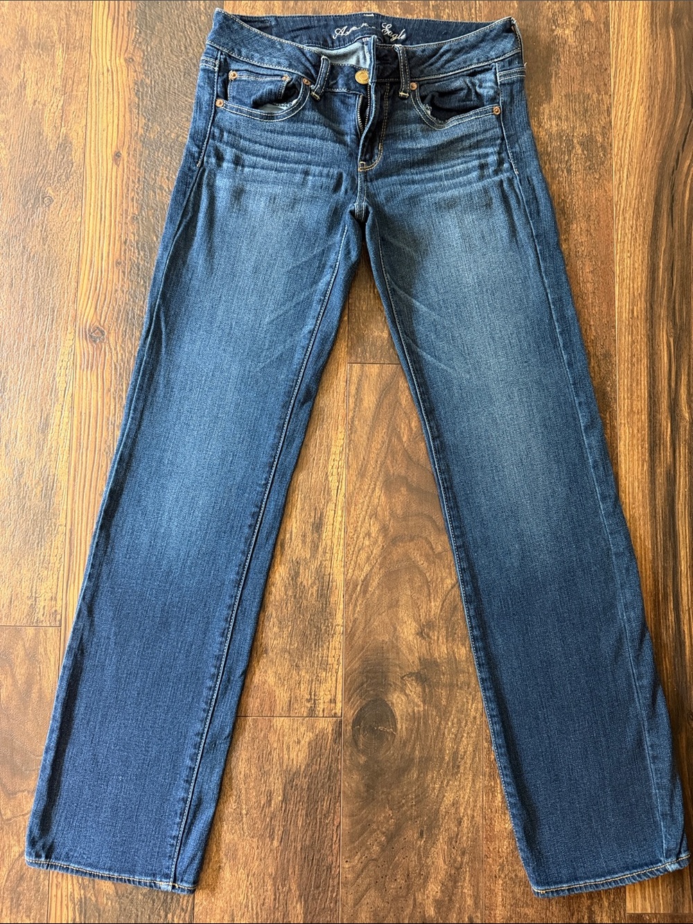 American Eagle Outfitters Dark Blue Straight-Leg Jeans